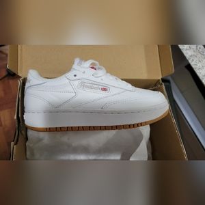 white reebok club c double sneakers